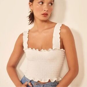 Reformation Leonore Smocked Tank Top